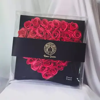 

20PCS/Bag 32*32*10CM Queen's Heart Square Skylight Panoramic Flower Box Pvc Heart Surprise Heart Box Flower Rose Gift Box