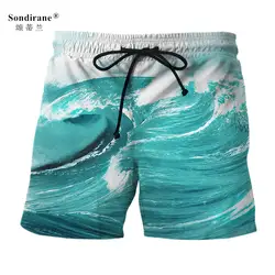 Sondirane творческая волна 3D печати шорты Дизайн Модные мужские Пляжные шорты Лето быстросохнущая удобные шорты хип-хоп Уличная