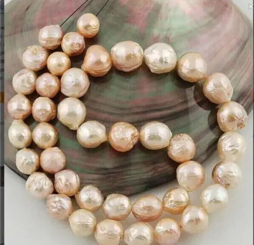 

19" 11-10 mm Australian SOUTH SEA gold pink kasumi PEARL NECKLACE 18 inch 14K (0926)