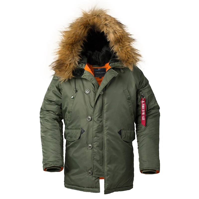 2023 Winter N3B puffer men long Куртка аляска coat military fur hood warm tactical bomber army korean thick parka 4