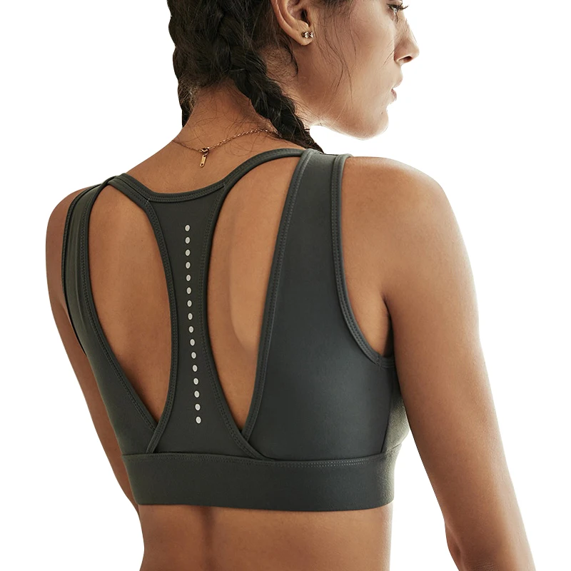 

Women Sexy Words Print Racer Back Strappy Workout Fitness Running Gym Sports Bra with Pads
