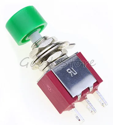 3 Pin SPDT мгновенный AC 2A/250V 5A/120V кнопочный переключатель 1 NO 1 NC - Цвет: Green head