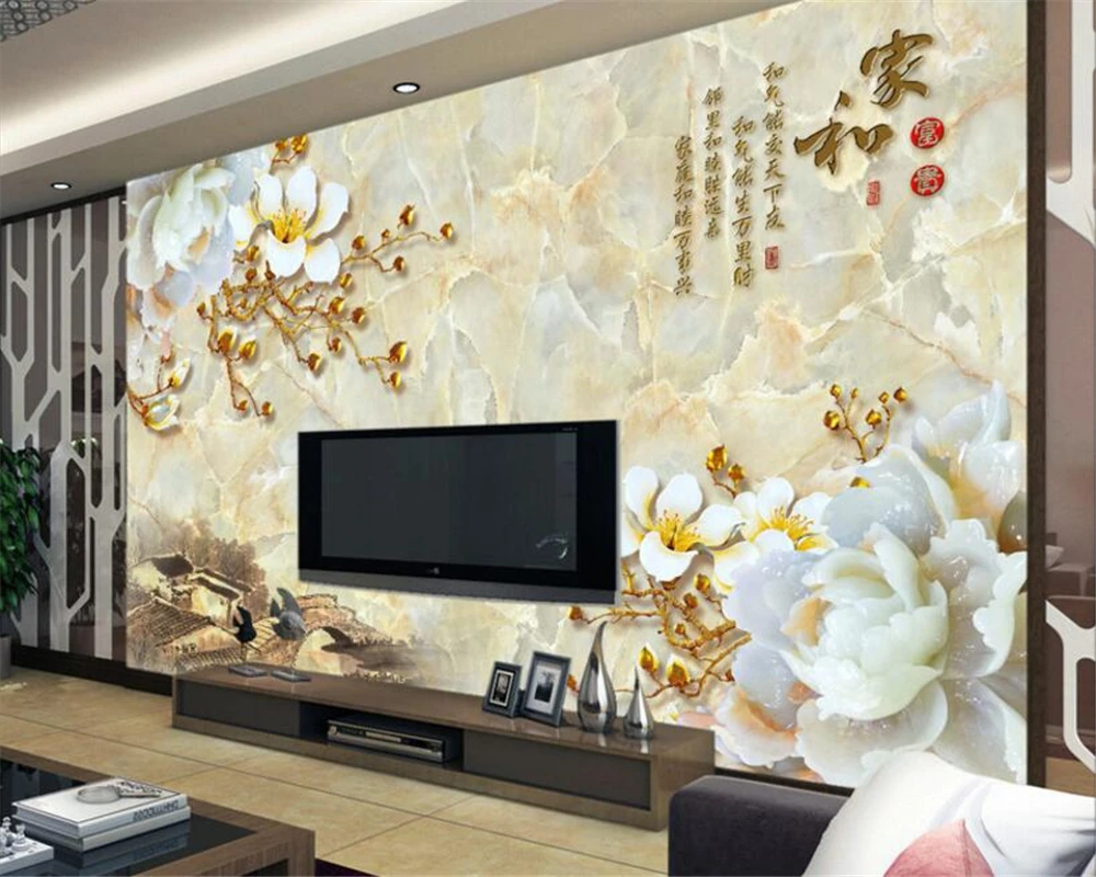 

Beibehang 3d wallpapers marble upstairs embossed flowers home and rich TV background wall living room bedroom murals wallpaper