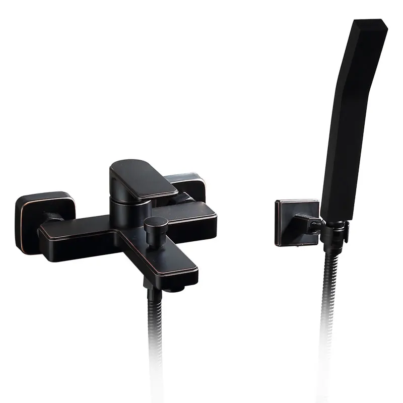 BAIDAIMODENG American All Copper Black Hot Tub Faucet Shower Set with