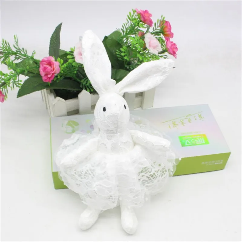 Новое поступление милые мягкие кружева платье кролик Плюша Животных Игрушка-Кролик Домашние животные Мода для маленьких девочек подарок