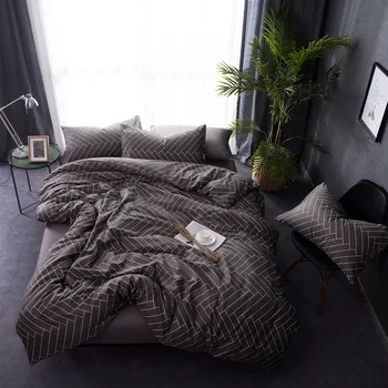 

100% Cotton 4Pcs Plaid Sheet Duvet Cover Set High Quality Cotton Bedding Set
