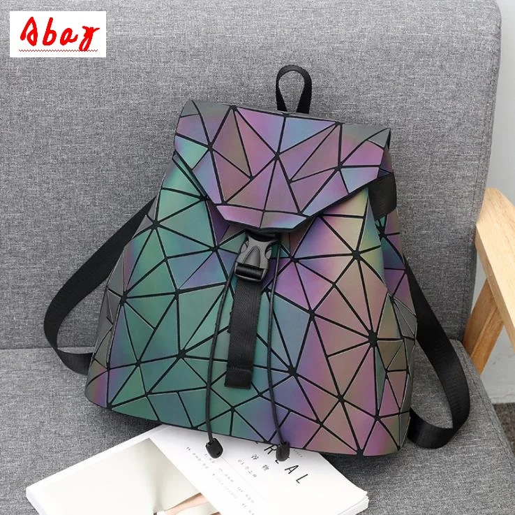 

Abay Women's backpack trend fashion luminous backpack geometric triangle stitching backpack Drawstring Daily Backpack