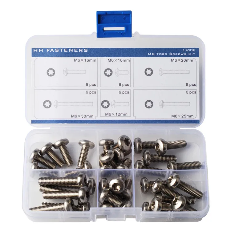 36pcs M6(dia. 6mm) Torx Pan Head Machine Screws Assortment Kit