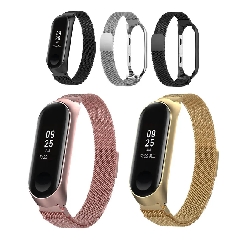 Ремешок на запястье для Xiaomi Mi Band 4 3 Браслет Миланская петля с магнитной застежкой