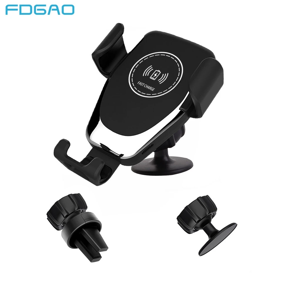 FDGAO Qi Wireless Car Charger Phone Holder For iPhone XS Max XR 8 Plus Fast Car Mount Wireless Charging Pad for Samsung S9 S8 S7