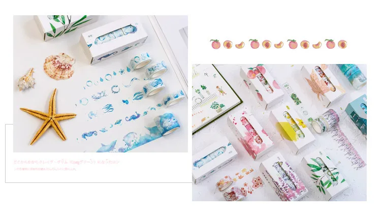 MaoTu 5 рулонов/набор цветов серии декоративные из рисовой бумаги ленты набор Скрапбукинг наклейки Клейкие цветные бумажные ленты Маскировочная лента