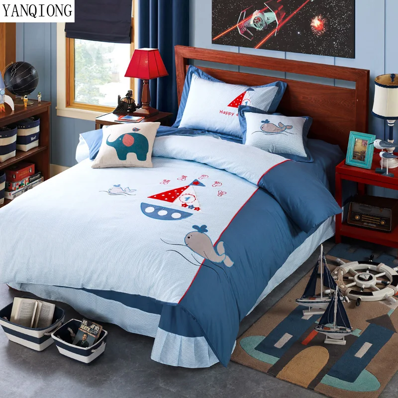 

YANQIONG Children's series 100% cotton duvet cover bed sheet pillowcase bedding set 4pcs