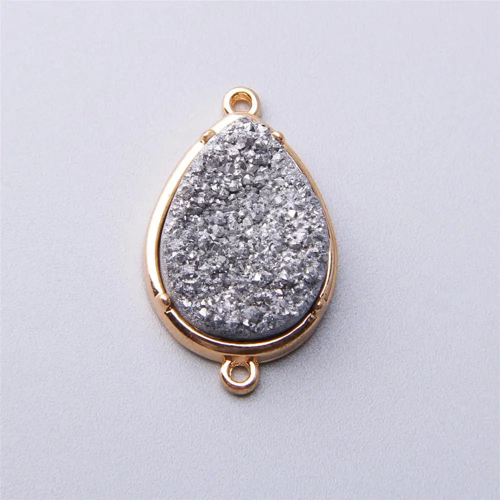 

druzy drusy Natural Stone Pendants Irregular Gold Slice Pendants Druzy Rhinestone Pendant Connector For Jewelry Making women DIY