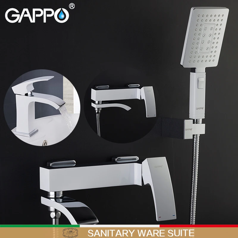 GAPPO white Shower Faucets bathtub mixer bathtub taps basin faucet basin sink tap water mixers shower system Sanitary Ware Suite GAPPO white Shower Faucets bathtub mixer bathtub taps basin faucet basin sink tap water mixers shower system Sanitary Ware Suite