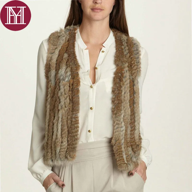 Женский натуральный вязаный жилет из кроличьего меха, пальто, зимняя меховая куртка, бренд, на заказ