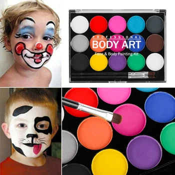 

Professional Non-toxic Face & Body Paint Painting 15 Colors Make Up Fancy Body Painting Kit for Various Party Halloween Art