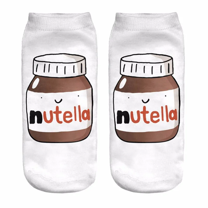 Модные забавные носки с 3D принтом милые белые унисекс 3d рисунком nutella Лидер