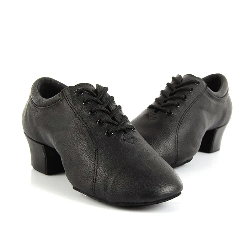 

Professional Black Soft Synthetic Leather Men Tango Salsa Ballroom Latin Dance Shoes with Suede Sole 4.5cm Heels