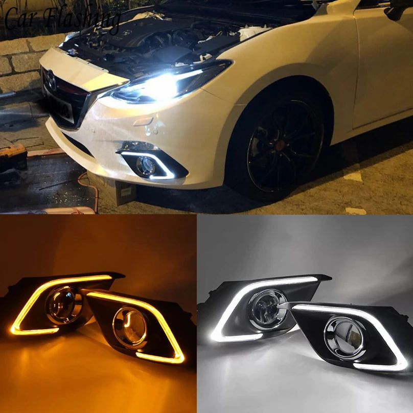 

Car Flashing For Mazda 3 Mazda3 Axela 2014 2015 2016 LED DRL Daytime Running Light Daylight Waterproof Signal lamp free shipping