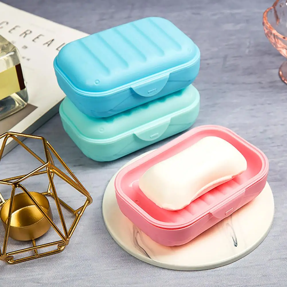 

Travel Bathroom Shower Plastic Soap Dish Box Holder Storage Container with Lid hot