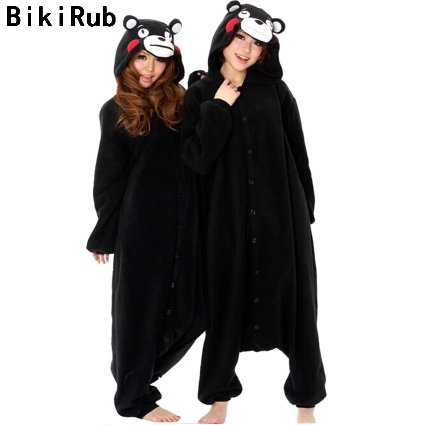 BIKIRUB Kumamon Медведь Пижама Мужская Руна Балахон Мультфильм Пижамы для Женщин Милый