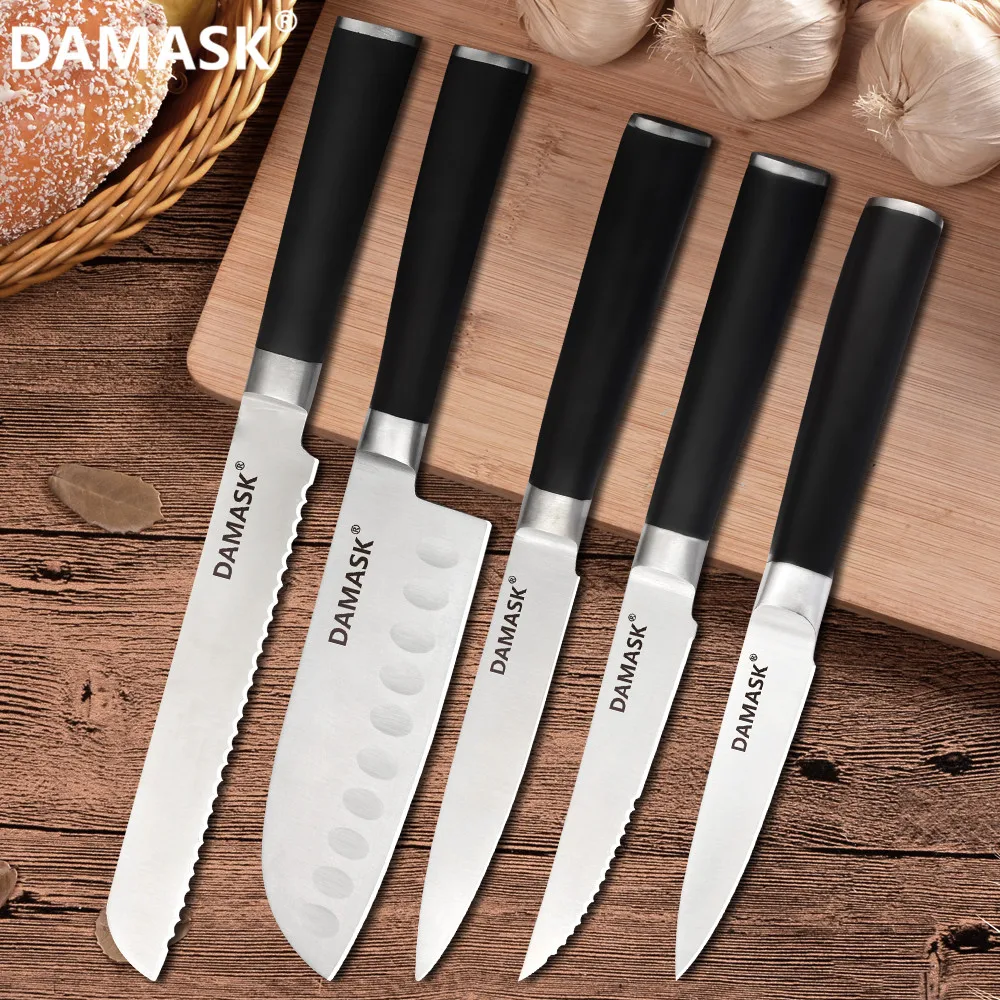 

DAMASK Stainless Steel Knives 3Cr13Mov 3.5, 4.5, 5, 5.5, 8 inch Ultra-thin Meat Utility Knife Kitchen Knives Set Cooking Tools