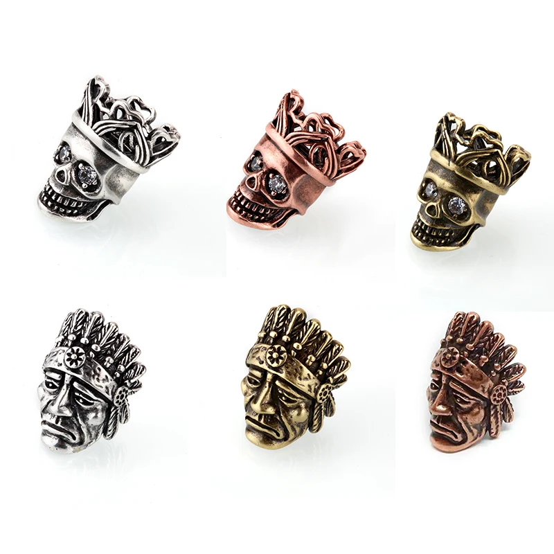 

Gunmetal Metal skull Beads for jewelry making diy bracelet necklace pendants, great for leather cord 10mm Hole beads accessories