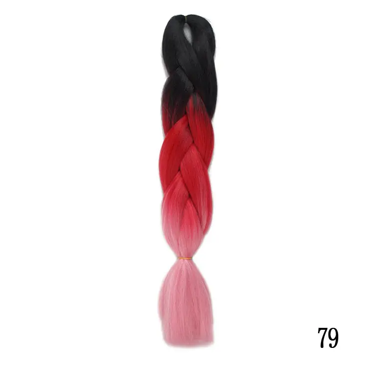 Шелковистые пряди Омбре синтетические плетеные волосы для вязания крючком огромные косы накладные волосы - Цвет: 79