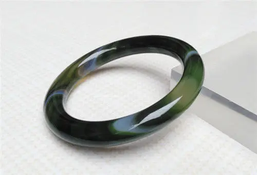 

Hot sell ->@@ NEW 100% NATURAL CERTIFICATION GRADE BEAUTIFUL GREEN AGATE JADE BRACELET 56MM NEW -Top quality free shipping
