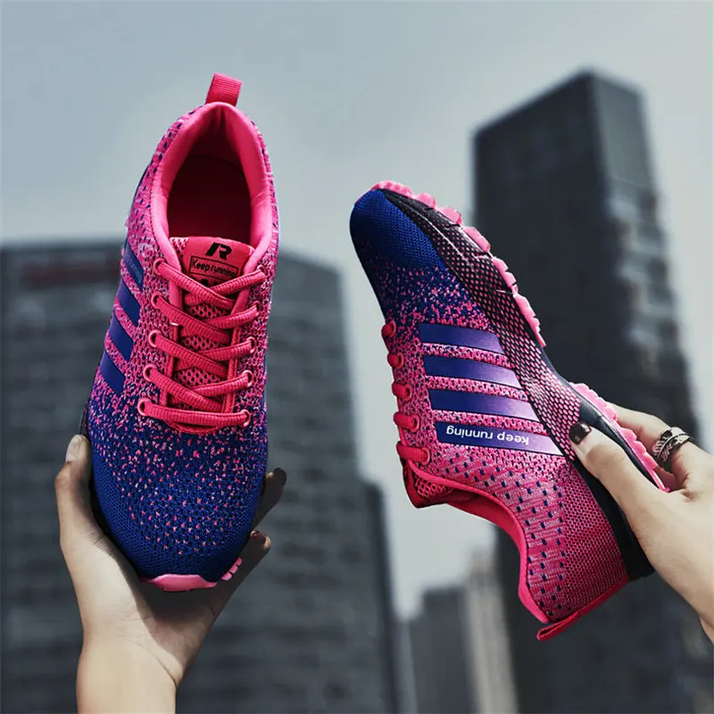 Hot Sale Running Shoes for Mesh flat Female Sport Shoes Woman Sneakers Breathable Lace-Up chaussure femme Neutral big size shoe