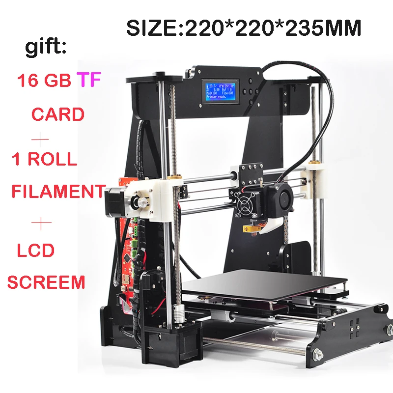 2 color Upgraded Quality High Precision Reprap Prusa i3 DIY 3d Printer kit with 1 Roll Filament+ LCD +16GB TF card+DHL Shipning