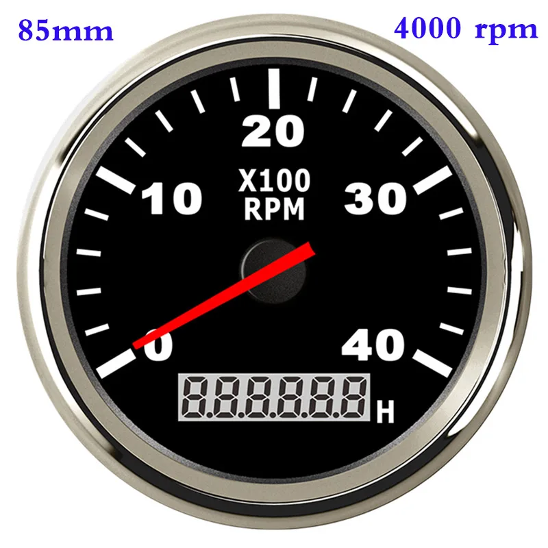 Об/мин судовой Тахометр 6000 8000 Автомобиля Морской Тахометр измеритель с счетчик моточасов для дизельный бензиновый двигатель 12 V/24 V - Цвет: 4000rpm  85mm