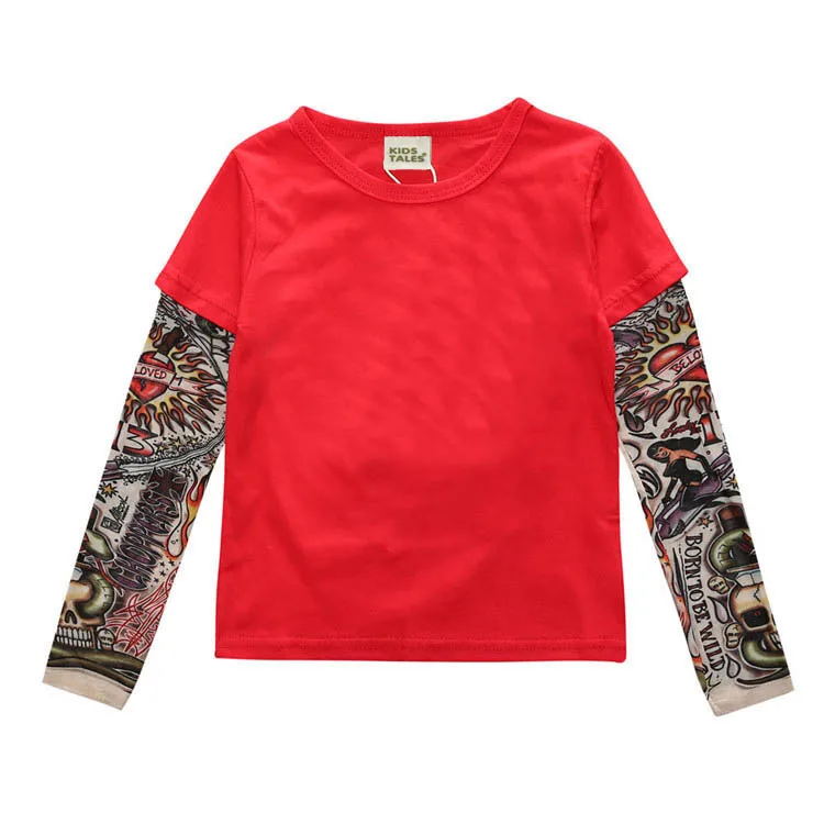Взрывные Детские футболки с длинными рукавами и рисунком татуировки; хлопковые топы в стиле хип-хоп для маленьких мальчиков и девочек; детская футболка с длинными рукавами; сезон весна-лето - Цвет: M4
