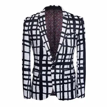 

2019 lounge suit black and white checkered dress party dress holiday dress business coat style dress print wedding dress