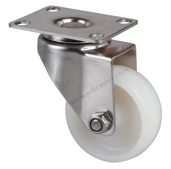 

2PCS EDL Light Duty 2.5 Inch Stainless Steel Casters Wheels 70Kg Nylon Wheels Castors Plate Swivel Brake Industrial for trolley