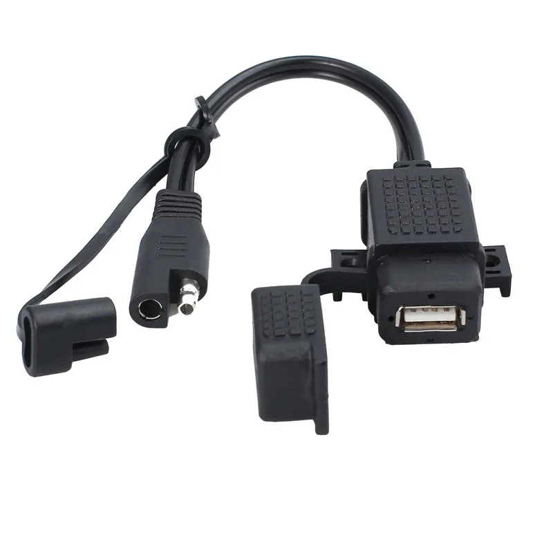 AUTOUTLET для 2.1A водонепроницаемый мотоцикл 12 в SAE к USB интерфейсный кабель с переходником для зарядного устройства Комплект Встроенный предохранитель, аксессуары для телефона