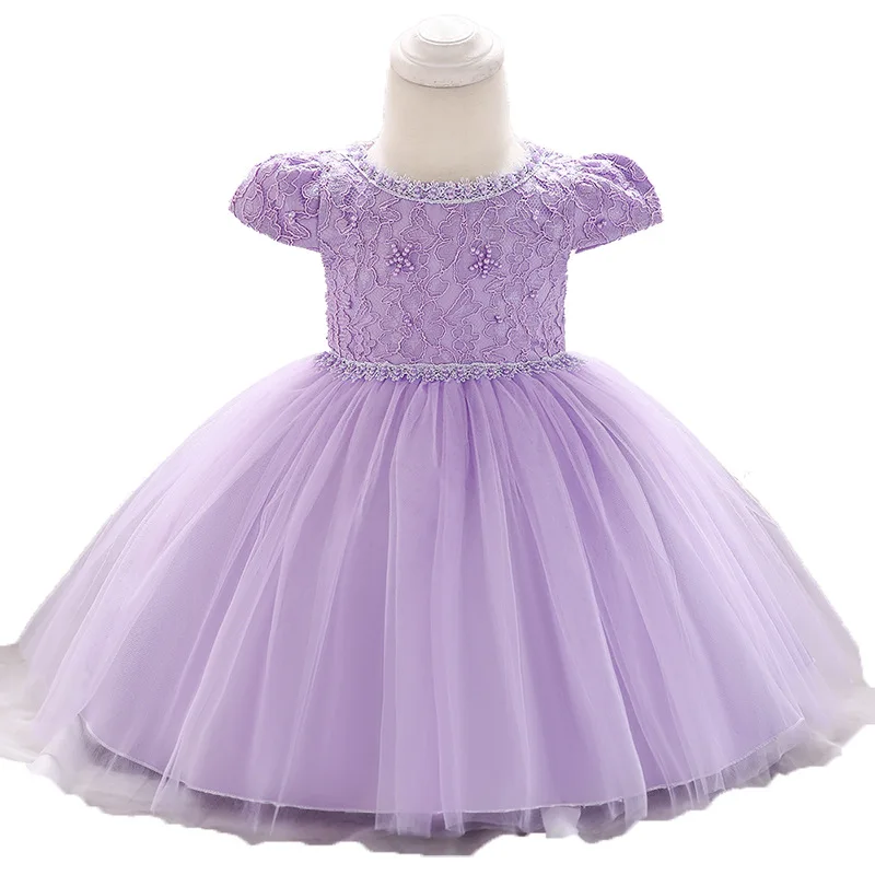 

Infant Clothes Lace Short Sleeve Baby Princess Dress Wedding Flower Girl Stage Show Kids Dress 0-24M