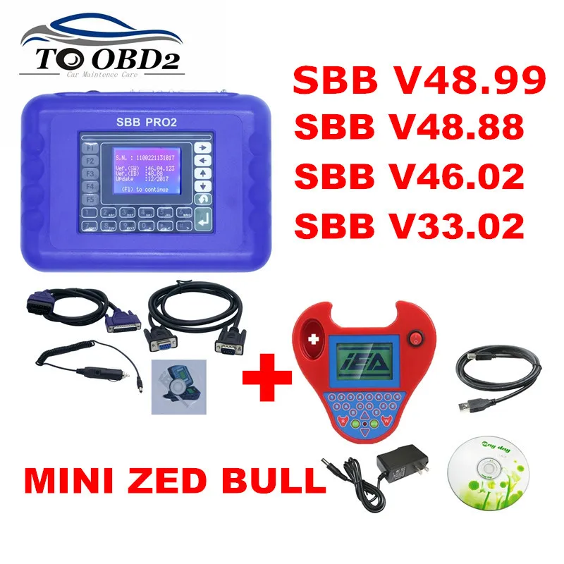 2020 SBB Pro2 V48.88 V48.99 V33.02 V46.02 + Mini Zedbull Auto программатор ключей 48 88 версия 99 устройство для