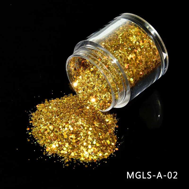 10ml/box Laser Nail Glitter Mixed Holographic Hexagone Nail Sequins Paillettes Nail Art Glitter Sparkles Manicure Dust,12colors