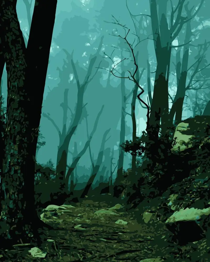 MaHuaf-j645 Mystic Forest Sintra Португалия Раскраска по номерам пейзаж Акриловая Краска Набор