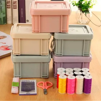 

15pcs/set Sewing Kit Crochet Full Set Needle Measure Tape Scissor Sewing Kit Mini Travel Plastic Sewing Kit Tool Storage Box