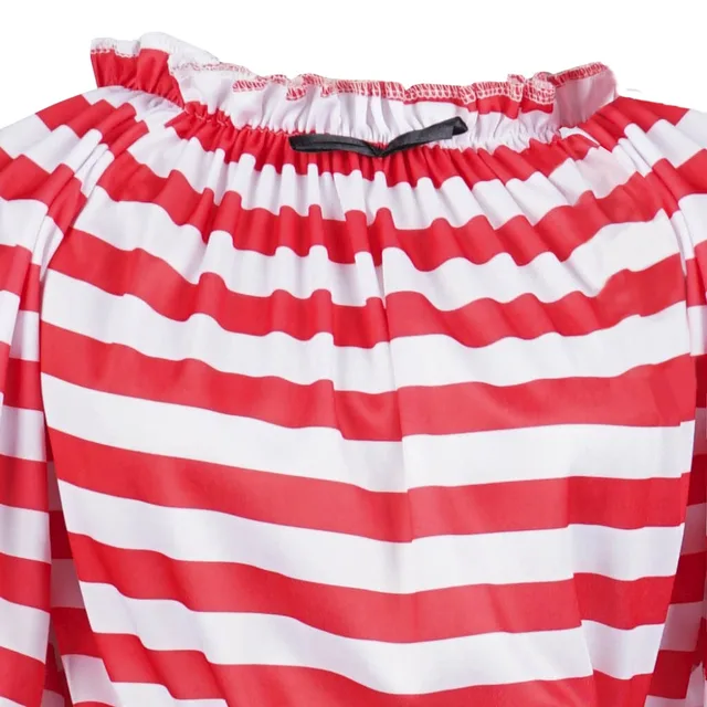 Women Pirate Costume Girl Crew Costume Halloween Costumes Pirate Cosplay Short Sleeve Striped Party Dress Skirts for Lady - Image 6