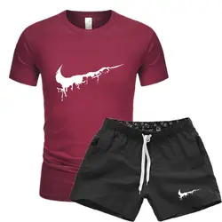 Модный брендовый спортивный костюм для мужчин из двух предметов, Короткие штаны + футболки, 2019 летний спортивный костюм, мужские chandal hombre