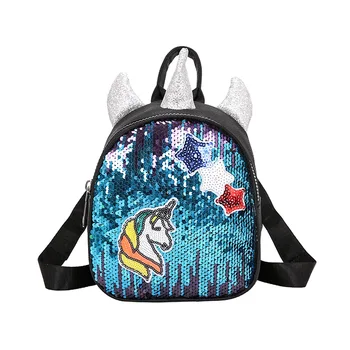 

Women Unicorn Sequins Backpack PU Leather Rucksack Girl Mini Travel Shoulder Schoolbag Backpack Female Leisure Mochila Feminina