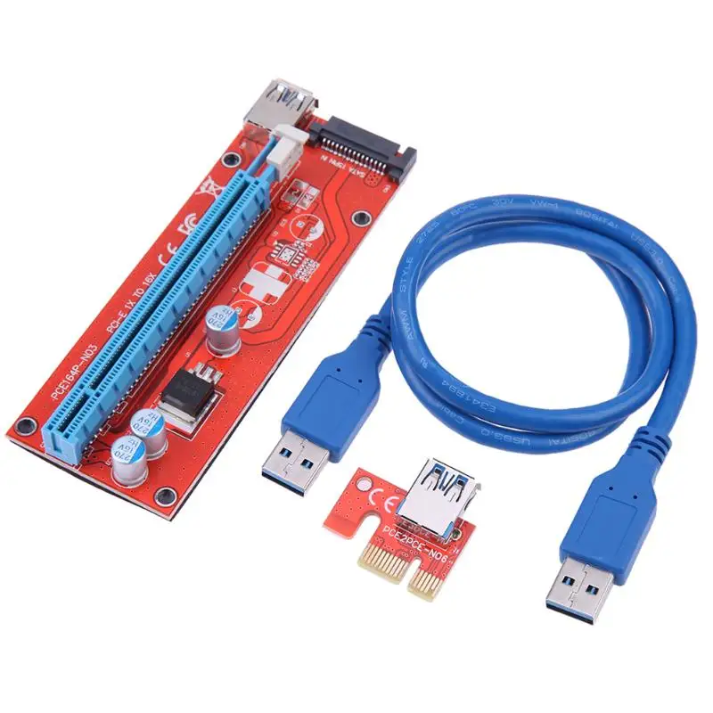 60cm 007S PCI-E 0.6m PCI-E PCI Express 1x To 16x Riser Card usb3.0 Cable SATA Power Cable PCIE Riser 007 for Bitcoin Mining BTC