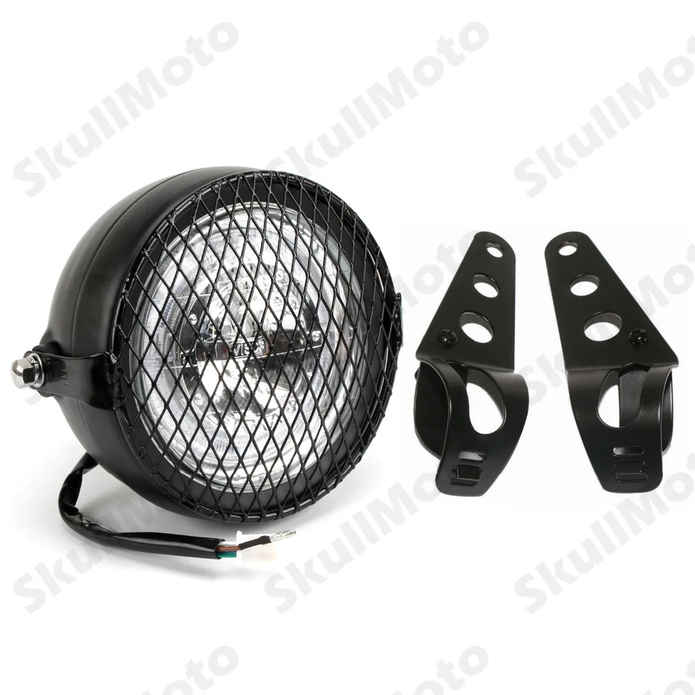 

UNDEFINED Universal 6 1/2" Retro Motorcycle LED Headlight W/ Bracket Grill Cover Mask Bobber Cruiser Cafe Racer Old School