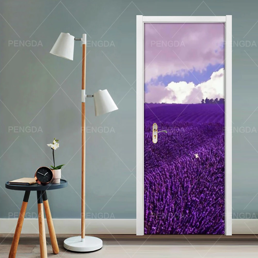 Самоклеящаяся домашняя Декорация-наклейка Лаванда DIY дверь стикер Фотообои для гостиной ПВХ водонепроницаемый 3D печать фото искусство