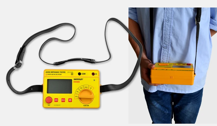 ALL SUN EM480B Audio Impedance Tester CATIII Test Ranges 20/200/2000 Resistance Meter 1KHz Timer Function Data Hold