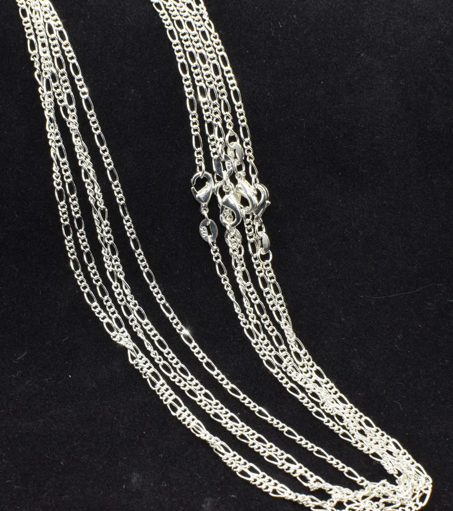 Free Shipping 1pc Silver Figaro Chain Necklace 1630inch 2mm Fine