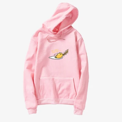 Gudetama толстовка с принтом Kawaii мультяшная Толстовка Женская Весенняя новая флисовая Повседневная Harajuku свободная негабаритная Уличная пуловер Топы - Цвет: Розовый